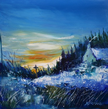 Frosty Eveninglight at Barnluasgan Knapdale 16x16